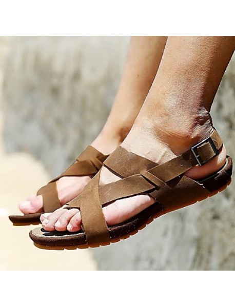 Men's Shoes Outdoor / Work & Duty / Casual Leather Sandals Yellow / Khaki  