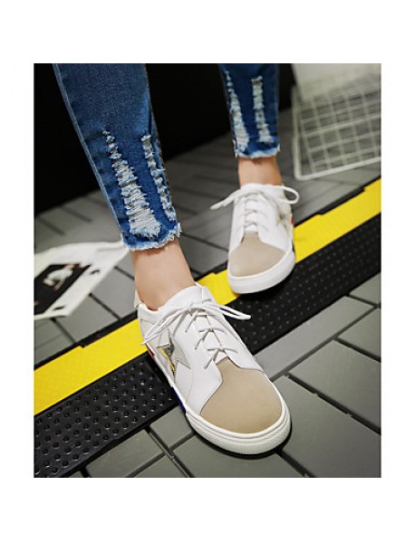 Women's Shoes Spring / Fall Wedges / Platform / Flats Flats Platform Lace-up Pink / Red / Silver/2-5
