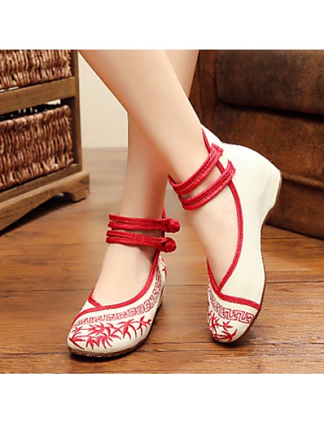 Women's Shoes Canvas Spring / Summer / Fall Mary Jane / Comfort Flats Casual Flat Heel Buckle / Flower Blue / Green