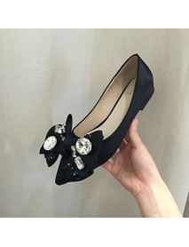 Women's Flats Fall Ballerina / Pointed Toe Fabric Casual Flat Heel Applique Black Others