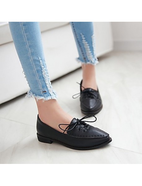 Women's Shoes PU Summer/Fall Comfort / Pointed Toe Flats Outdoor/Office & Career /Casual Flat Heel Black/Yellow / Red