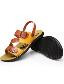 Men's Shoes Outdoor / Office & Career / Athletic / Dress / Casual Leather Sandals Blue / Brown  