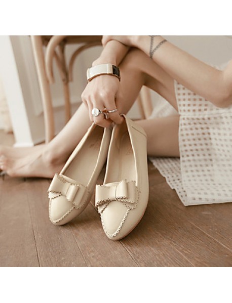 Women's Spring / Summer / Fall / Winter Pointed Toe Leatherette Outdoor / Office & Career / Dress / Casual Flat Heel Black / Pink / White